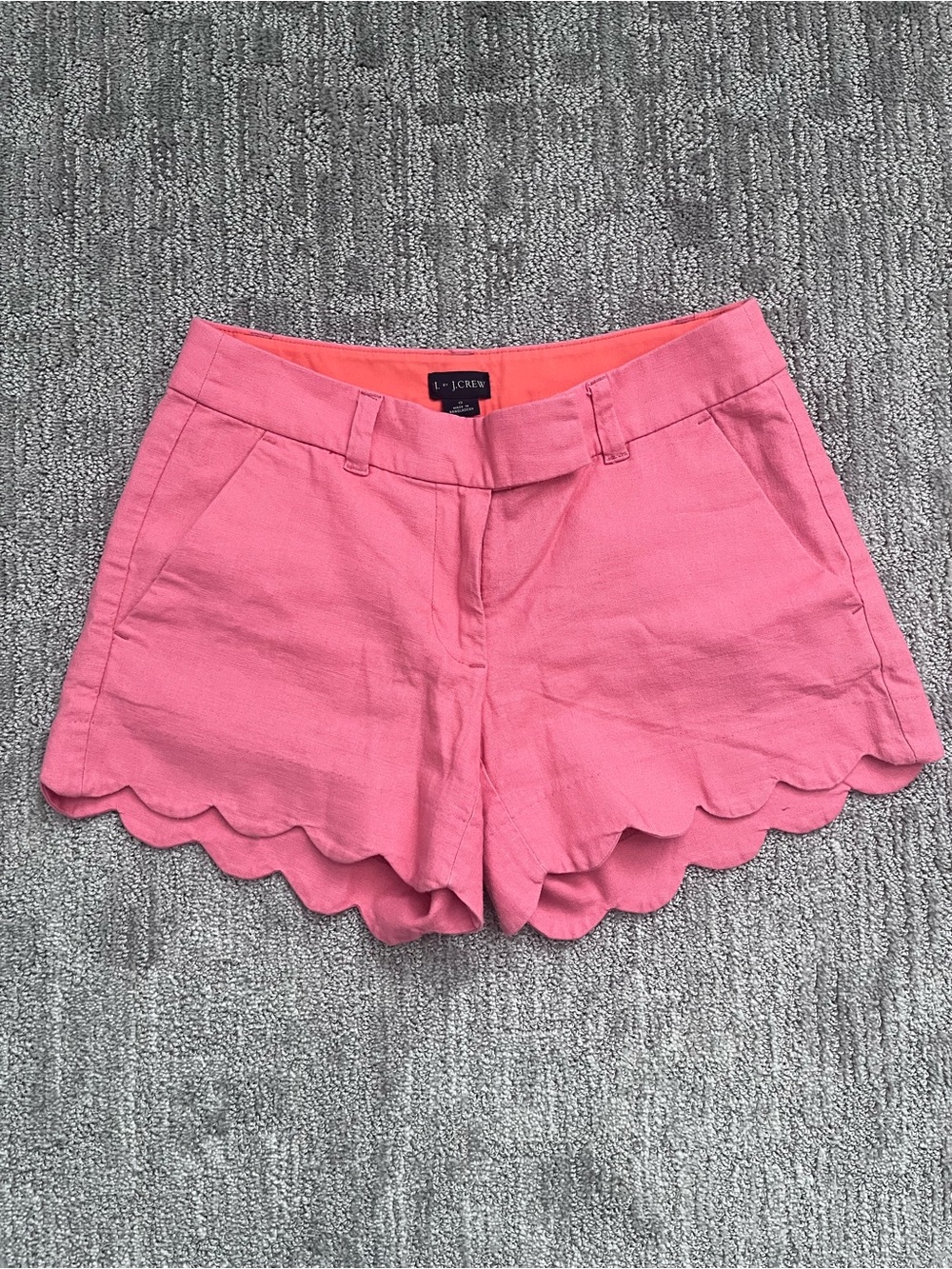 J. Crew Pink Scallop Hem Linen Blend Women's Shorts